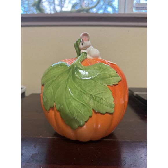 Vintage Ceramic Tea Light Candle Jack O' Lantern Pumpkin Halloween Décor - Picture 8 of 9